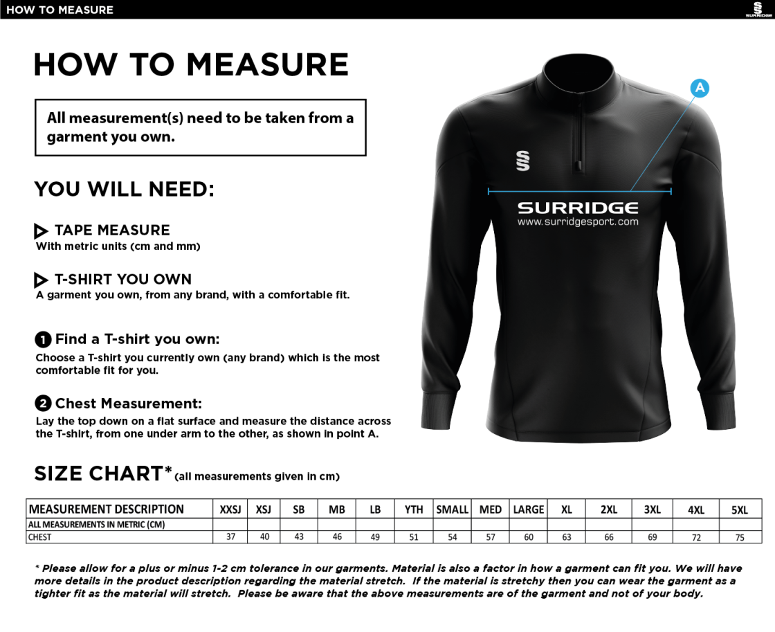 Hull University - Performance Top - Size Guide